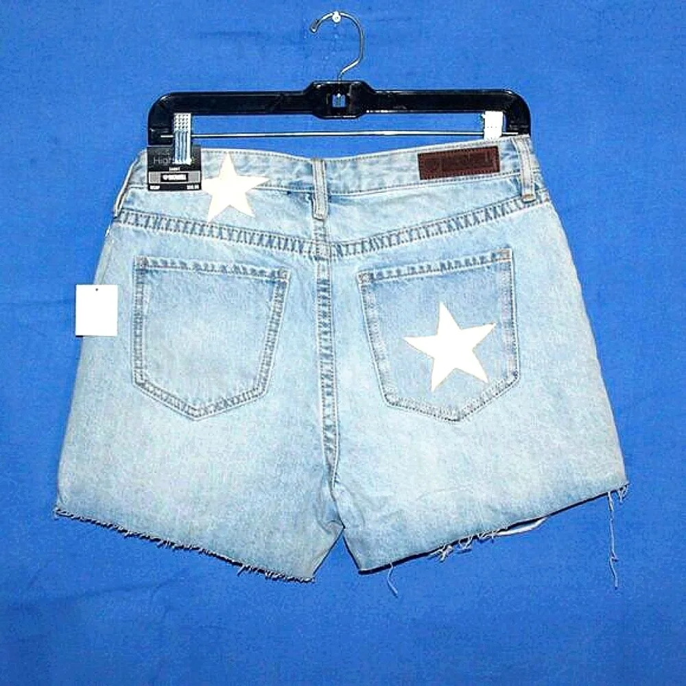 Rock & Roll Denim Star Distressed Denim Shorts Blue NWT